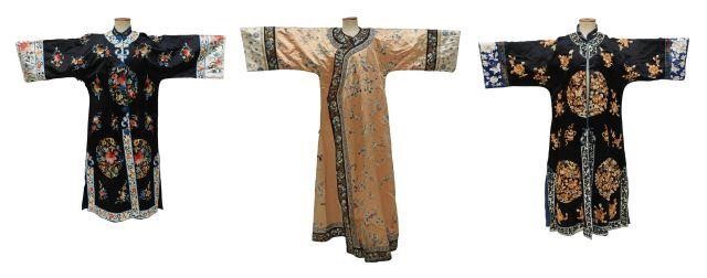 Appraisal: lot of Chinese silk semi-formal robes finely embroidered in flora