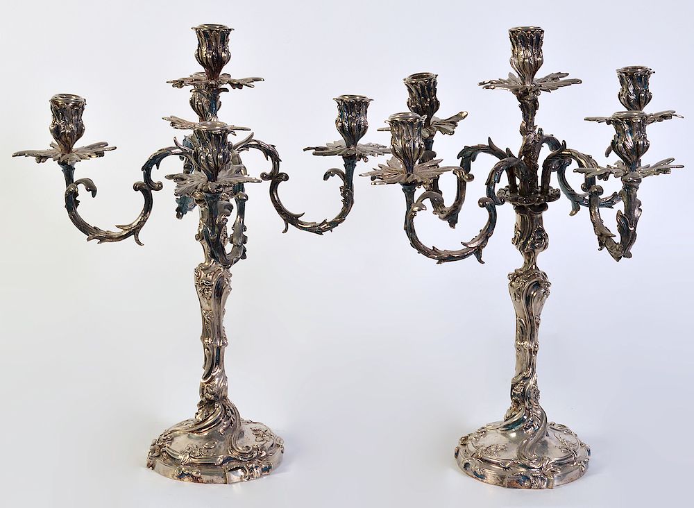 Appraisal: Pr Silvered Bronze Arm Candelabras Pair of silvered bronze arm