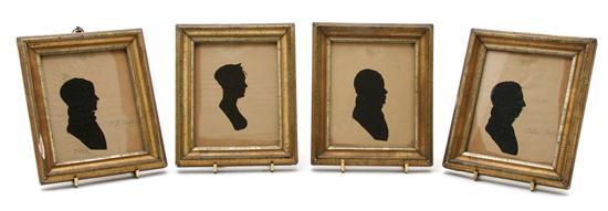 Appraisal: Group of Four Silhouettes depicting members of the Ball family