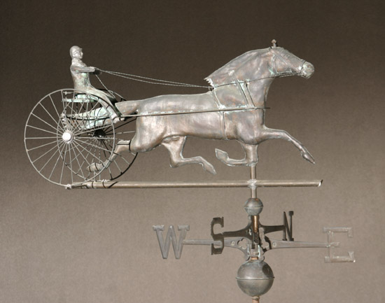 Appraisal: American Molded Copper and Zinc Horse and Sulky Weathervane Circa