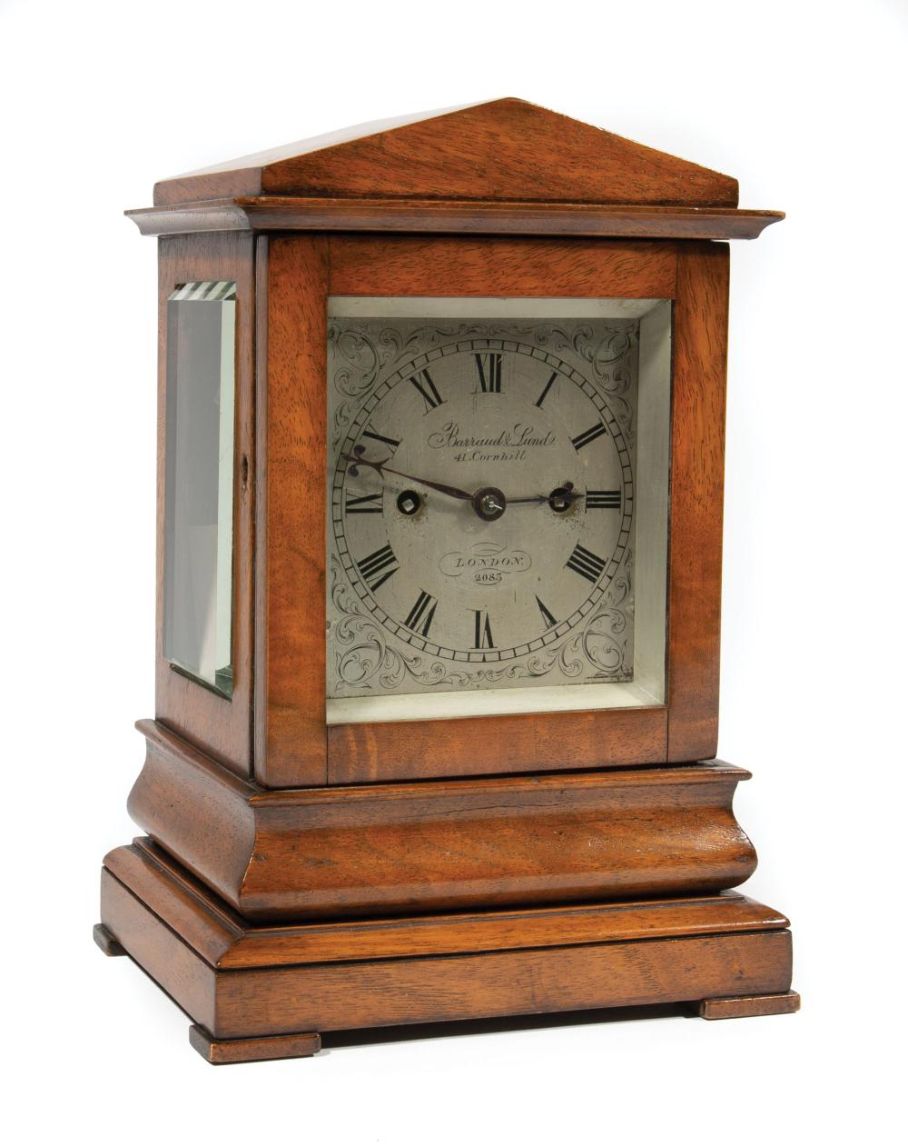 Appraisal: Fine William IV Walnut Mantel Clock c silvered dial and