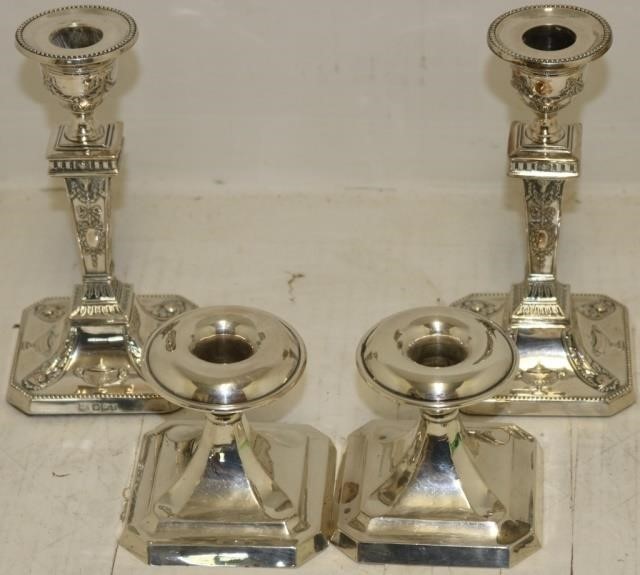 Appraisal: PAIRS OF WEIGHTED STERLING SILVER CANDLESTICKSTO INCLUDE A HIGH PAIR