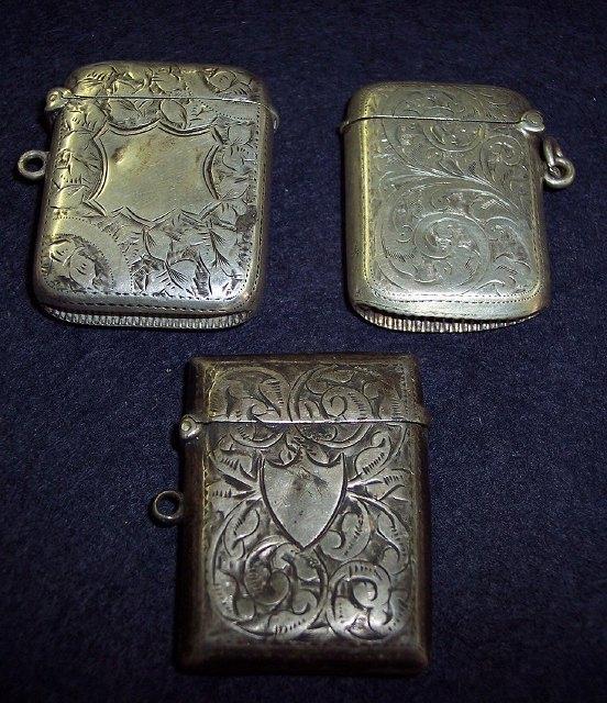 Appraisal: Three engraved vesta cases all Birmingham and