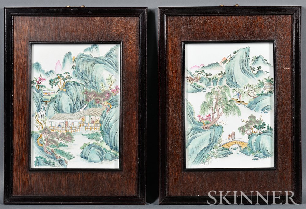 Appraisal: Four Famille Rose Porcelain Plaques China th century each depicting