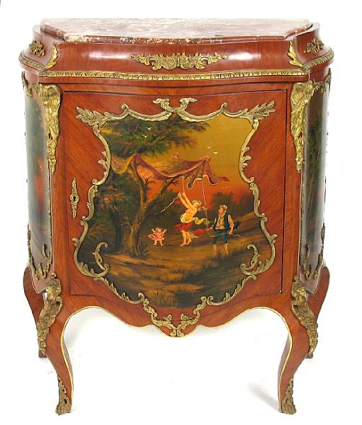 Appraisal: A Vernis Martin style gilt bronzed mounted marble topped cabinet