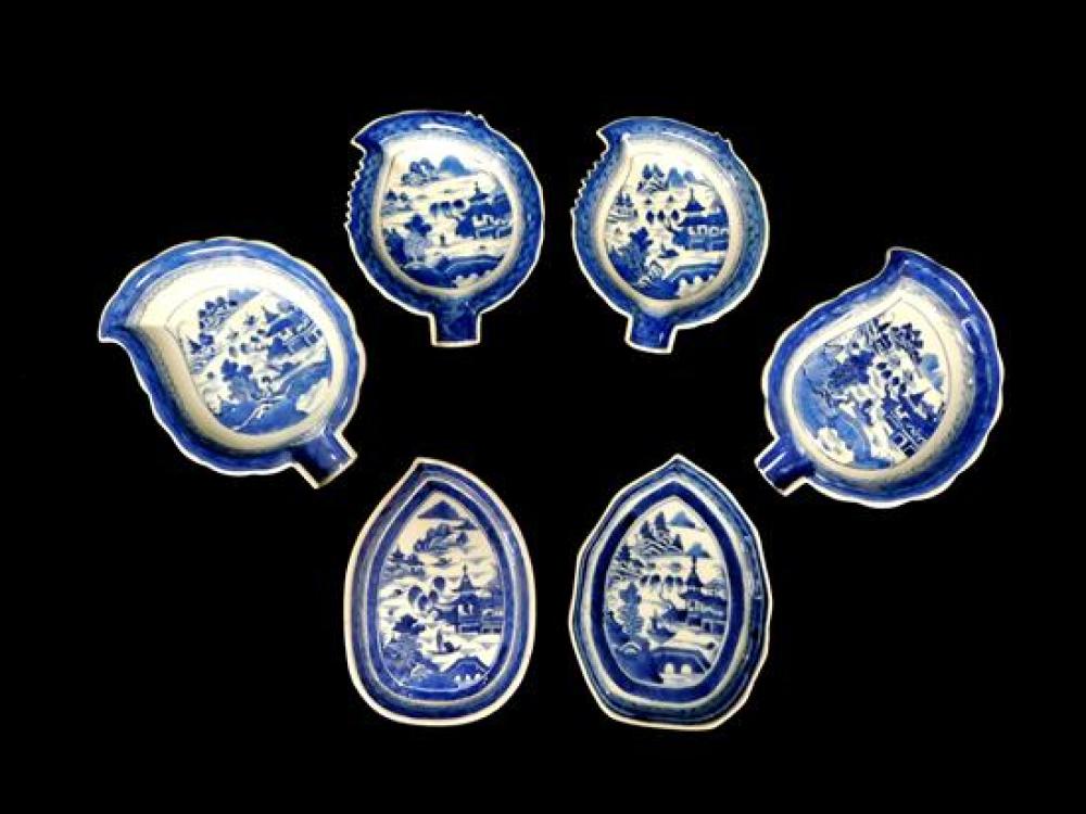 Appraisal: ASIAN Six pieces of Chinese Export porcelain Canton blue and