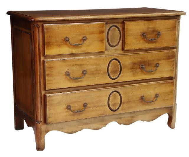 Appraisal: French Provincial fruitwood commode th c four drawers scalloped apron