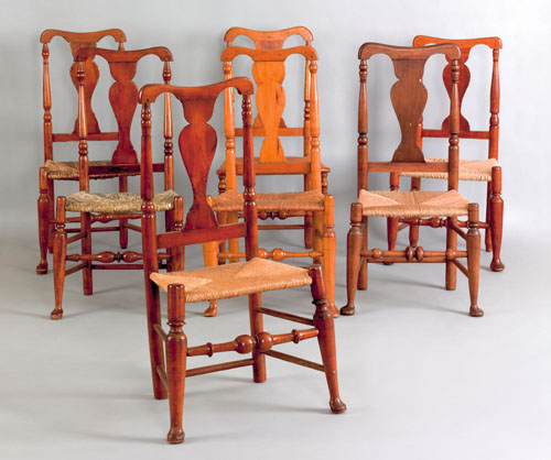 Appraisal: Assembled set of New England Queen Anne dining chairs th