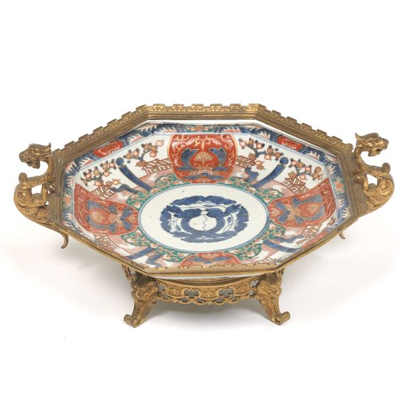 Appraisal: JAPANESE MEIJI IMARI PORCELAIN OCTAGONAL DISH IN FRENCH RENAISSANCE REVIVAL