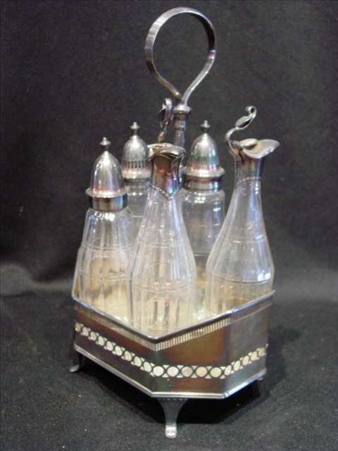 Appraisal: SILVER PLATE GLASS CRUET