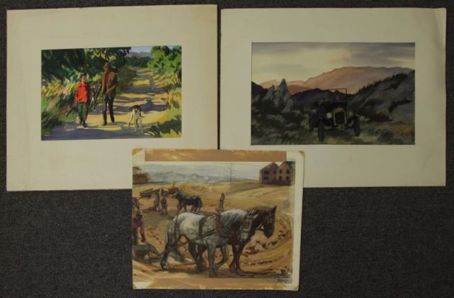 Appraisal: SARGENT Richard Watercolors Hunters Ronda - signed lower right high