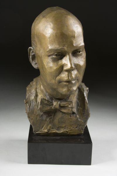 Appraisal: Bronze Bust of a Man mid- th century illegible signature