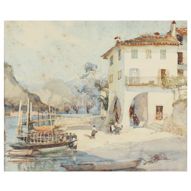 Appraisal: ETHEL M MALLINSON BRITISH FL - NORTHERN ITALIAN LAKESIDE Watercolor