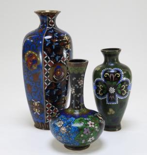 Appraisal: Japanese Meiji Cloisonne Ginbari Enamel Vases JAPAN MEIJI PERIOD A