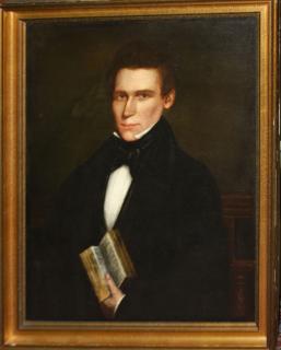 Appraisal: th c New England portrait of a gentleman with book