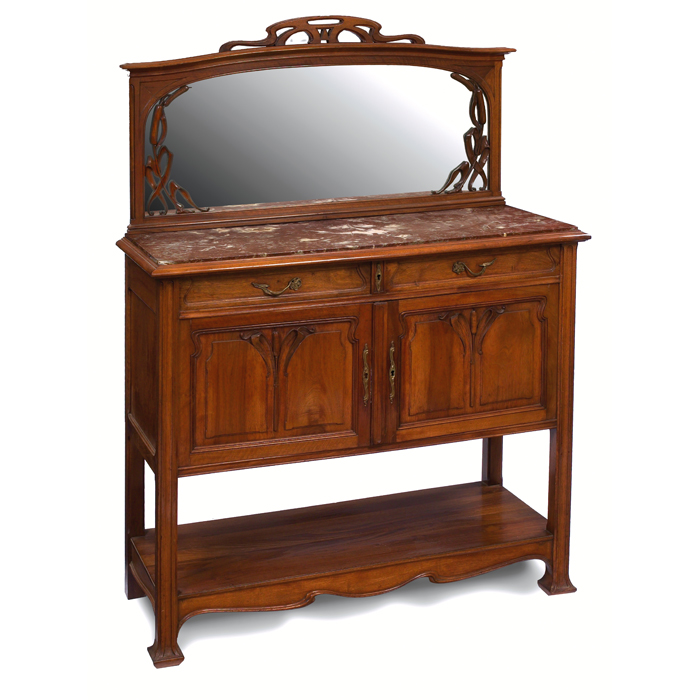 Appraisal: Majorelle sideboard mirrored back with carved organic detail over a