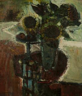 Appraisal: Robert Aaron Frame ''Sunflowers On A Red Table'' signed lower