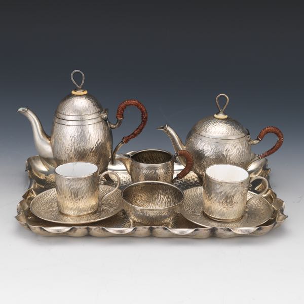 Appraisal: GEBR DER FRIEDL NDER GERMAN SILVER DIMINUTIVE DEMITASSE TEA AND