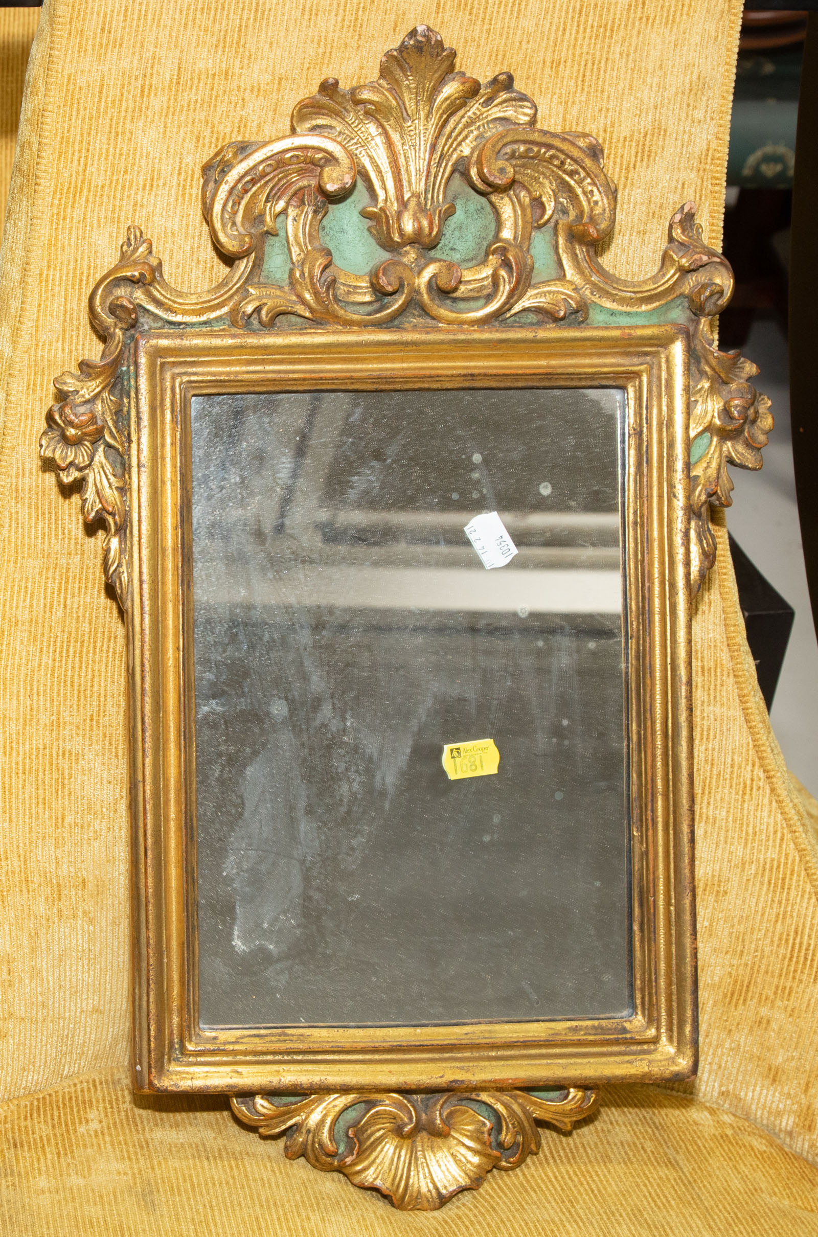 Appraisal: BORGHESE ROCOCO STYLE SMALL HANGING MIRROR Retailed by Hall House