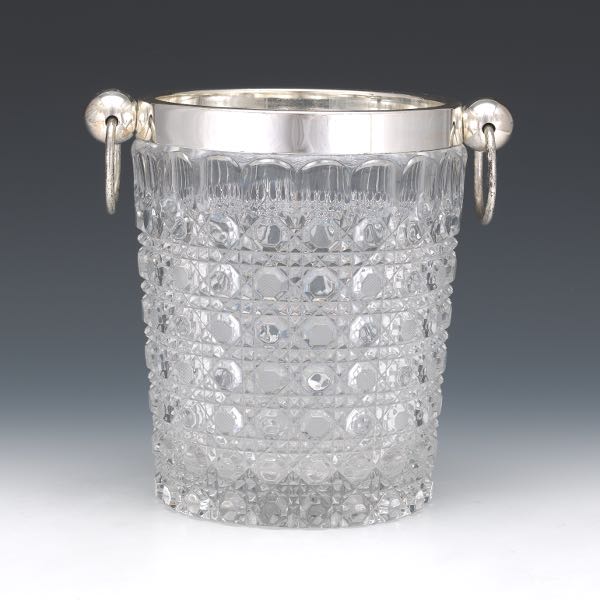 Appraisal: GLASS AND SILVER TONE METAL CHAMPAGNE ICE BUCKET x x