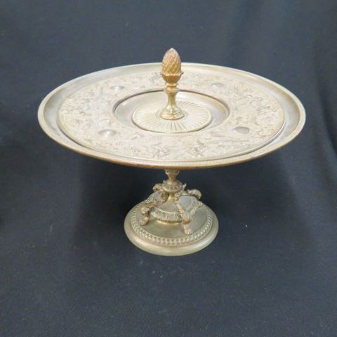 Appraisal: French Bronze Centerpiece Compote figures birds foliage diameter tall th