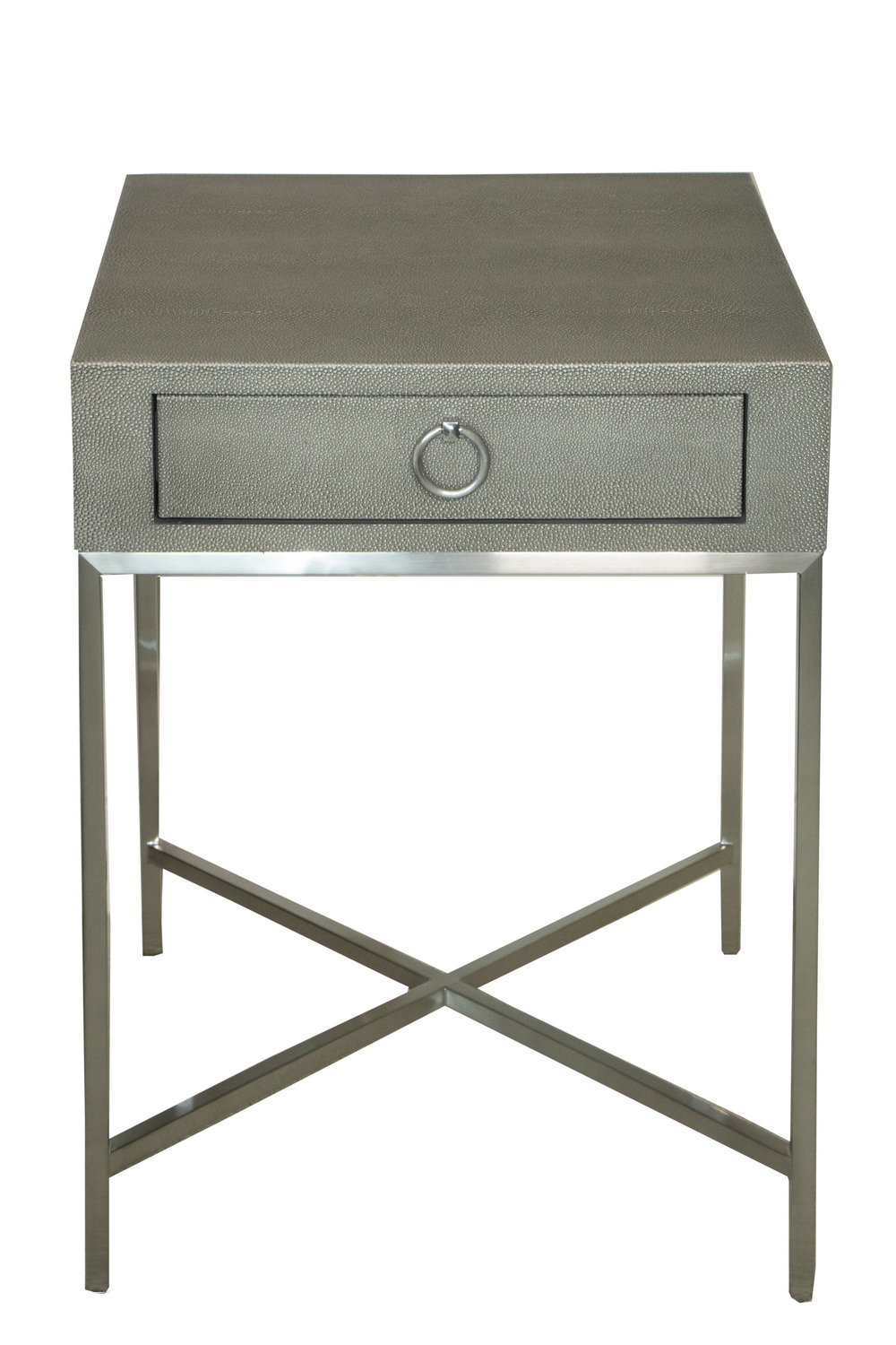 Appraisal: PR OF FAUX SHAGREEN NIGHT STANDS A pair of metal