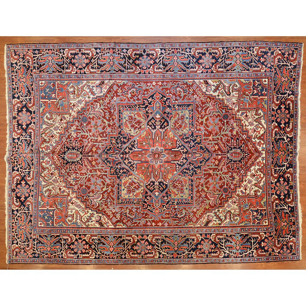 Appraisal: Semi-Antique Heriz Rug Persia x Second quarter- th century hand-knotted