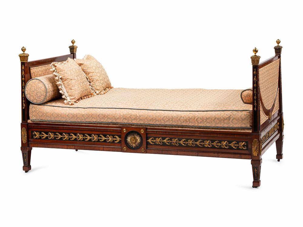 Appraisal: A Neoclassical Gilt Bronze Mounted Mahogany Daybed A Neoclassical Gilt