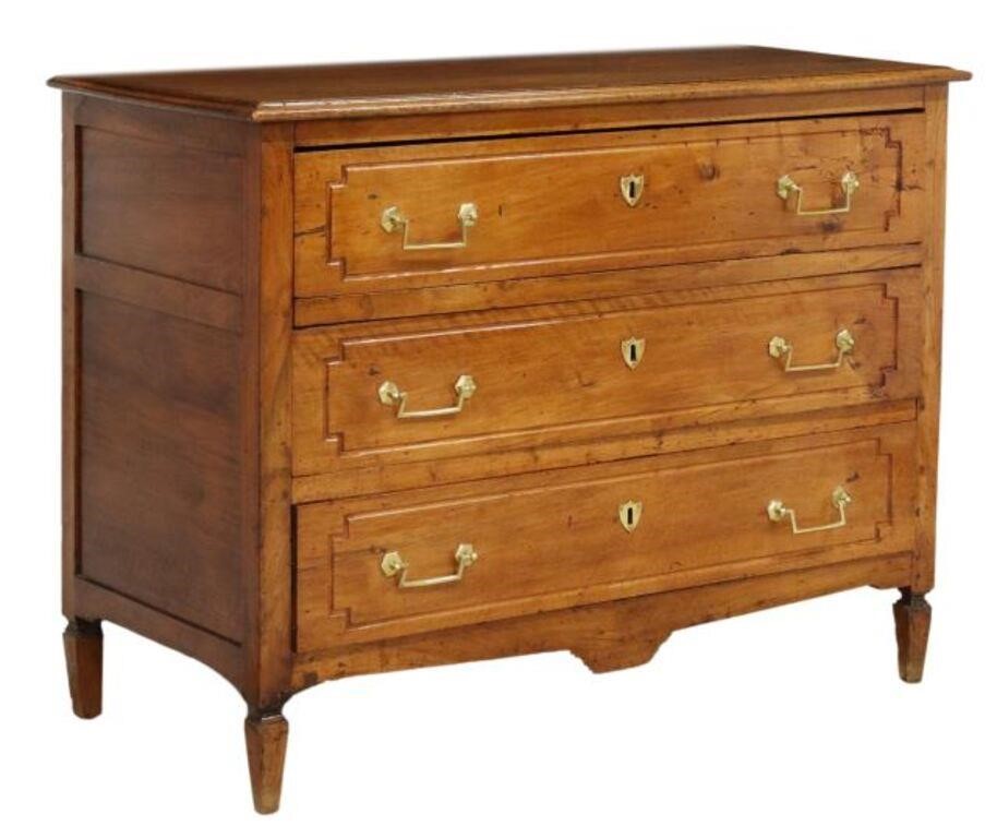 Appraisal: French Directoire style walnut commode th c rectangular top over