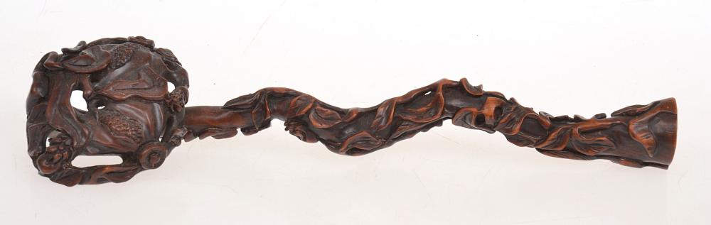 Appraisal: CHINESE ELABORATELY CARVED WOODEN RUYI CM LONG