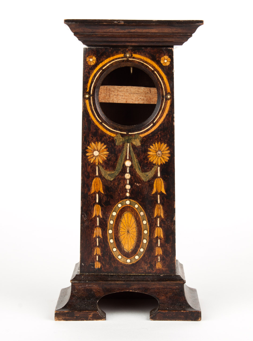 Appraisal: American inlaid wood watch hutch late th century top with