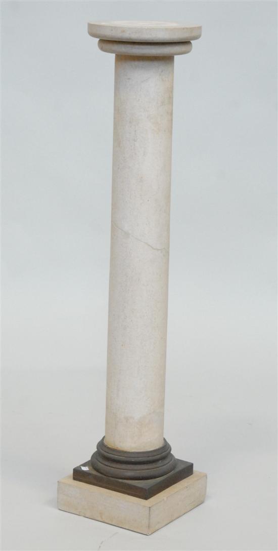 Appraisal: A STONE PEDESTAL Having a bronze ring H Base square