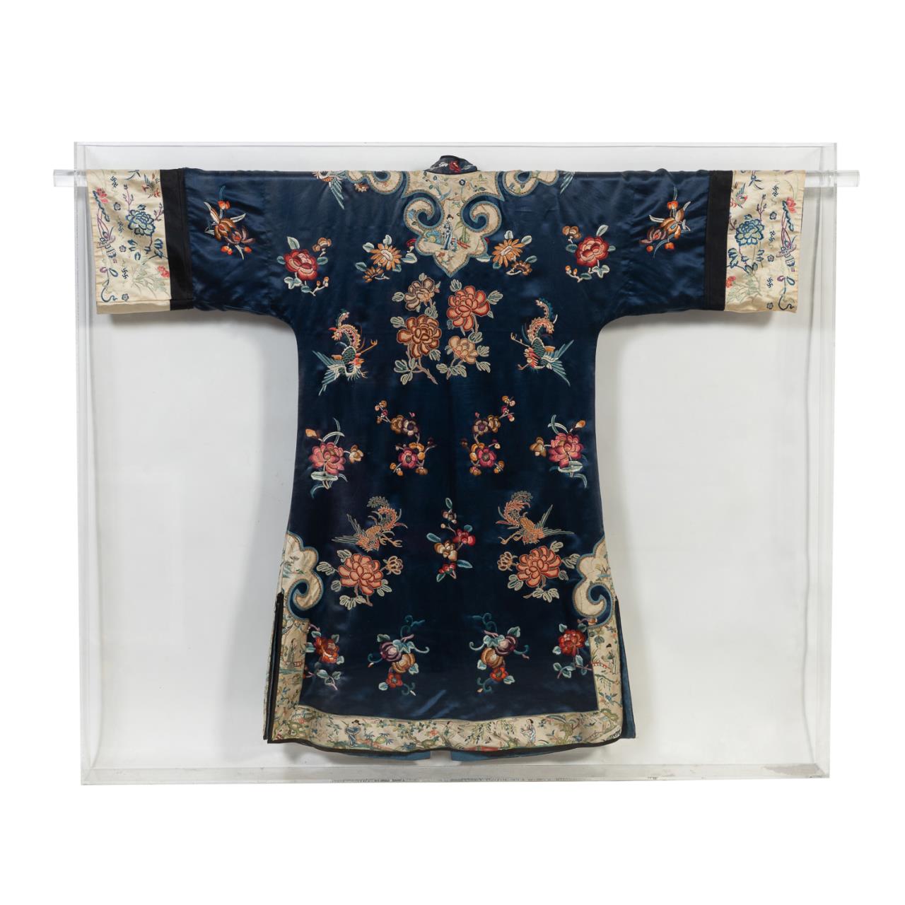 Appraisal: CHINESE SILK ROBE IN AN ACRYLIC SHADOW BOX Chinese royal