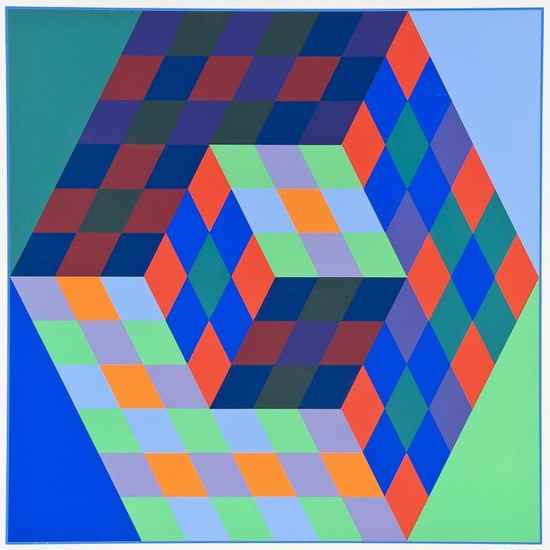 Appraisal: Victor Vasarely - Untitled silkscreen printed in colours signed in