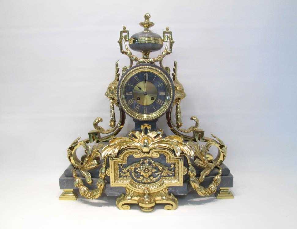 Appraisal: AN ORNATE BRASS AND GRAY MARBLE MANTEL CLOCK French th