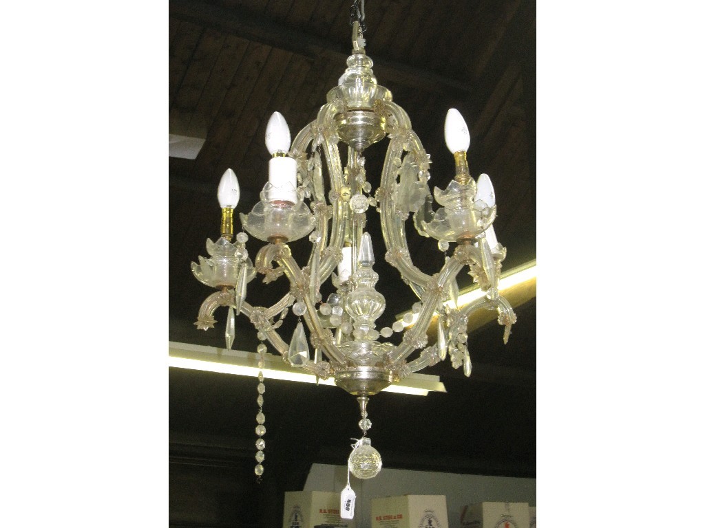 Appraisal: -branch glass chandelier