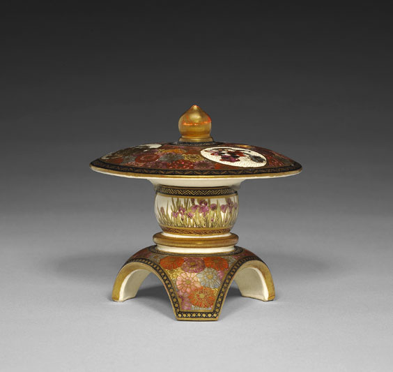 Appraisal: SATSUMA MINIATURE TRIPOD CENSER Very unusual and well detailed Japanese