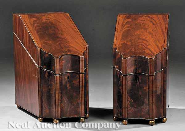 Appraisal: A Pair of Georgian Inlaid Mahogany Knife Boxes th c