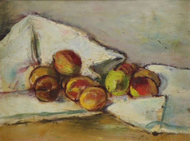 Appraisal: SIMKHOVITCH Simka Oil on Canvas Still Life withPeaches Unsigned Simka