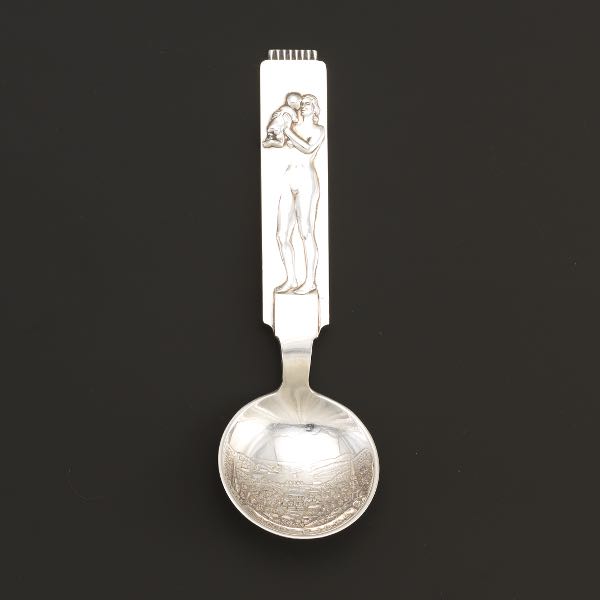 Appraisal: NORWEGIAN SILVER ART DECO STYLE COMMEMORATIVE SPOON x bowl Art