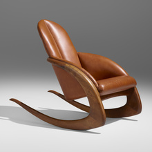 Appraisal: Wendell Castle CRESCENT ROCKER USA walnut leather h w d