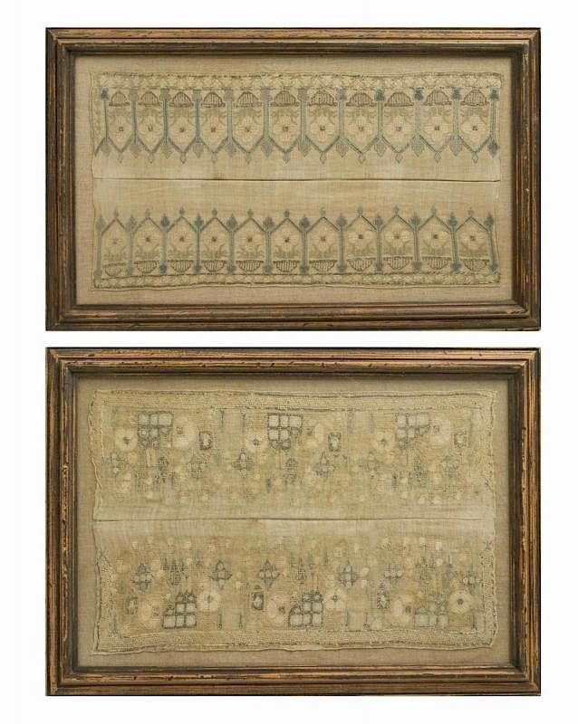 Appraisal: Two Framed Embroidery Pieces Two framed embroidery pieces Both comprise