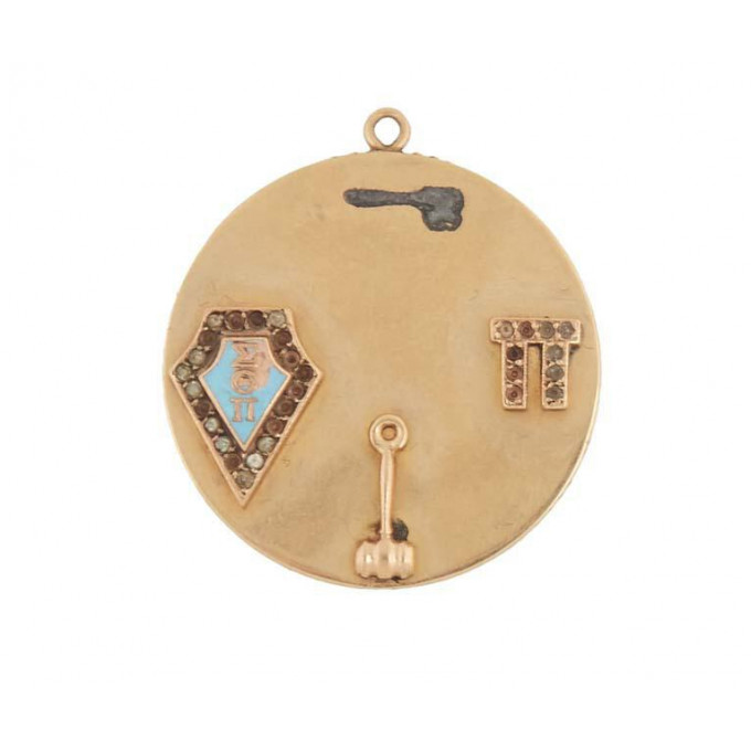 Appraisal: K Yellow Gold and Enamel Sorority Medallion Dia - in