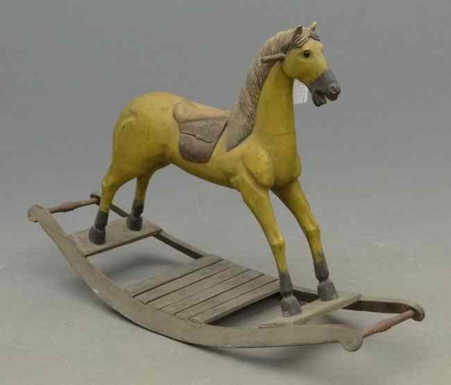 Appraisal: Carved and painted rocking horse '' W '' Ht