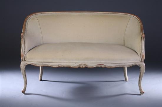 Appraisal: LOUIS XV STYLE CREAM-PAINTED PETITE CANAPE Early th century with