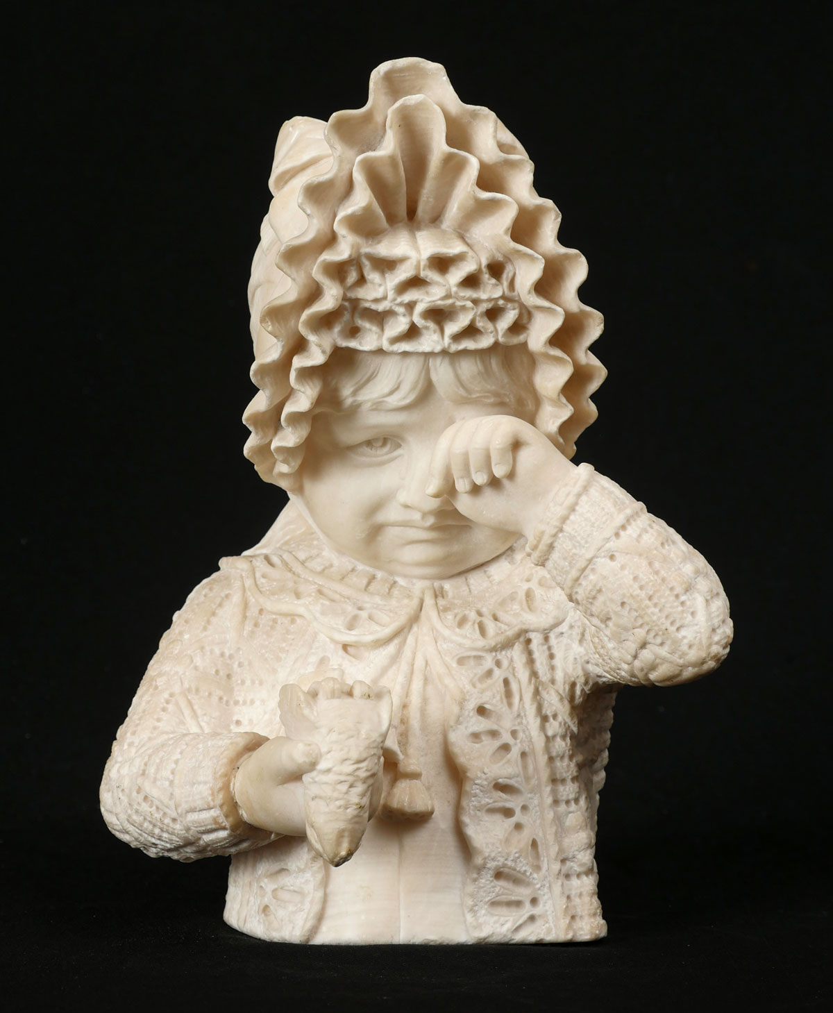 Appraisal: ITALIAN ALABASTER SCULPTURE OF GIRL CRYING HOLDING BIRD '' in