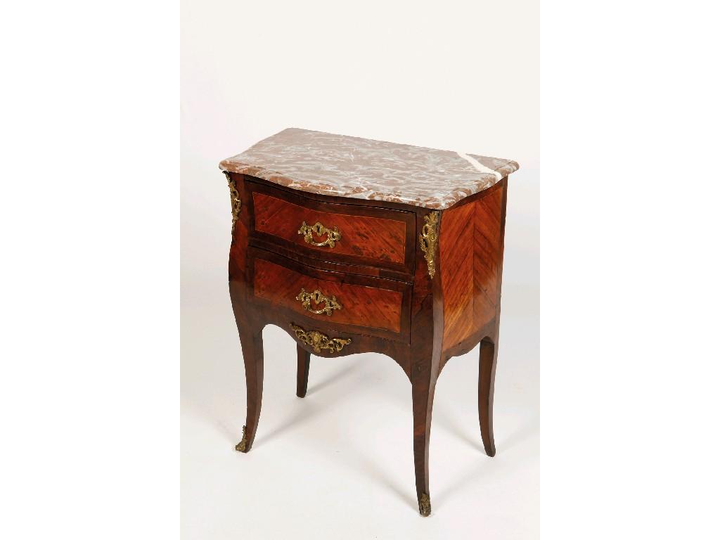 Appraisal: A LOUIS XV STYLE TULIP WOOD AND KING WOOD SERPENTINE