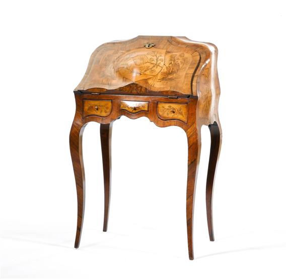 Appraisal: LADY'S WRITING DESK Louis XV style Walnut with partly dyed