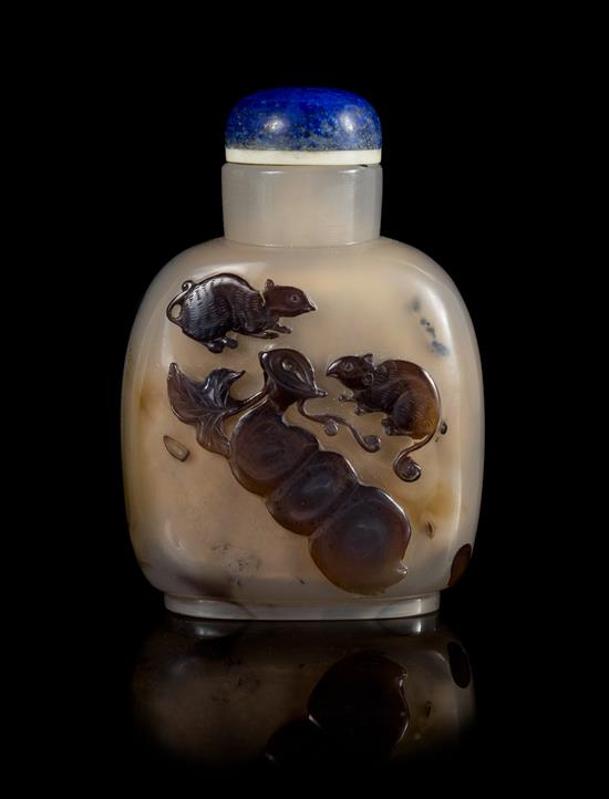 Appraisal: Sale Lot A Shadow Agate Snuff Bottle of flattened form