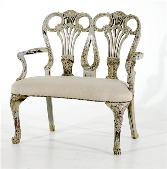 Appraisal: French style carved and painted doubleback settee th century serpentine